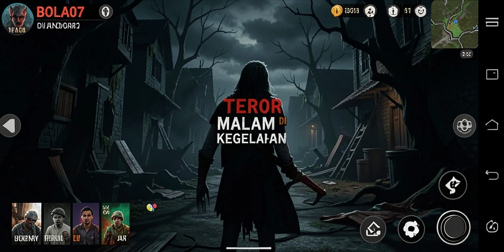 Tampilan gameplay menegangkan dari BOLA07 dengan suasana kelam yang mencekam.