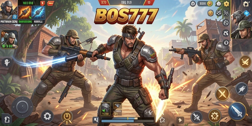 Tampilan seru dari gameplay Battle Royale BOS777