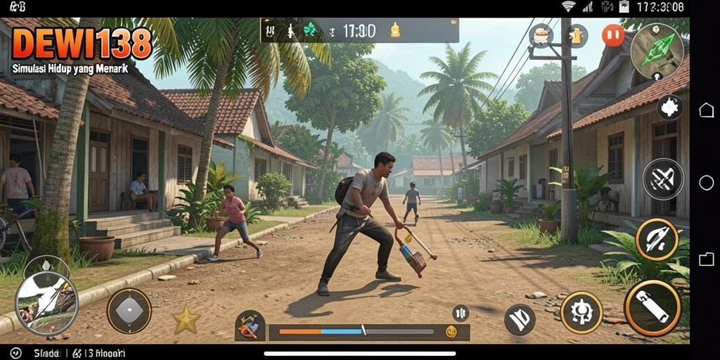 Screenshot gameplay DEWI138 yang menunjukkan interaksi karakter.