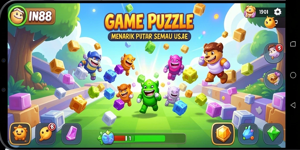 Tampilan gameplay IN88 yang penuh warna dan menantang.