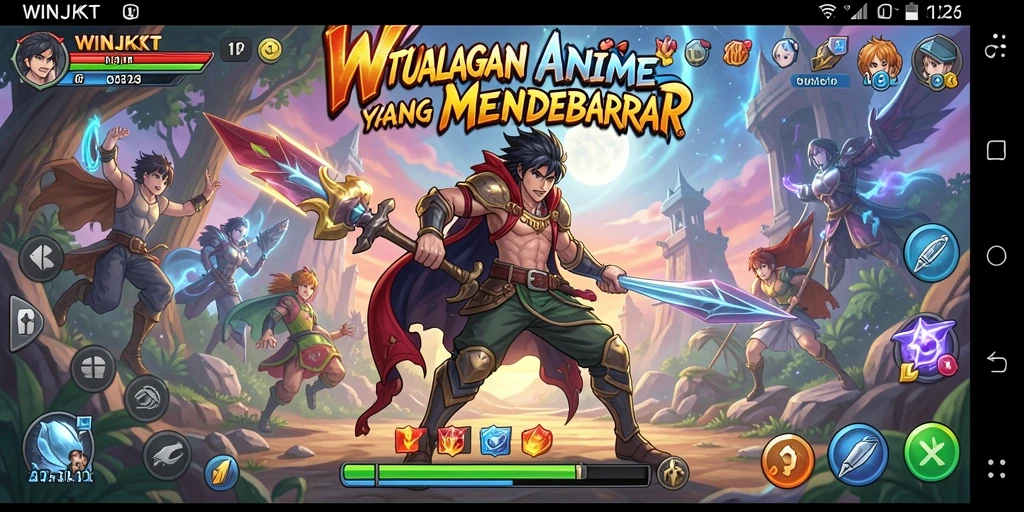 Tampilan gameplay yang seru dari WINJKT dengan karakter anime ikonik.